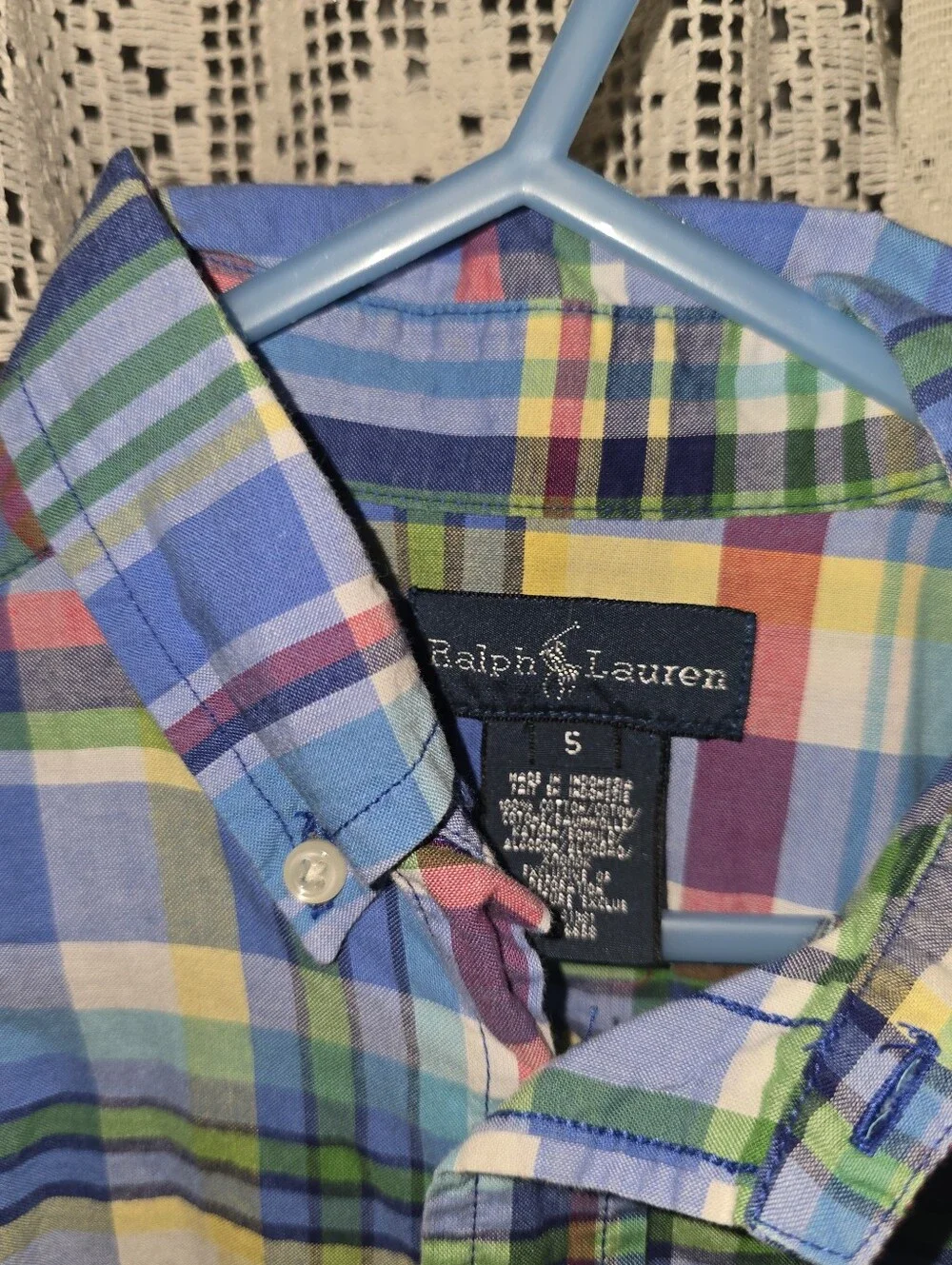 Ralph Lauren Plaid Boys Short Sleve Button Down Shirt Size 5
